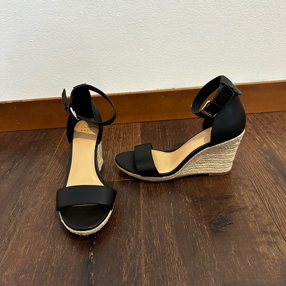 a new day Black Espadrille Ankle-Strap Wedge Sandals - Picture 4 of 6